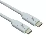 USB 3.2 cable type C-C plug, white, 1m, supports 100W (20V/5A) charging, polybag
