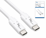 Câble de données et de charge USB 3.2, type C-C mâle, supporte une charge de 100W (20V/5A), blanc, DINIC Box avec trou européen, 2m