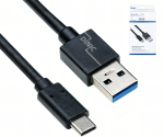USB 3.1 C típusú kábel - 3.0 A dugó, adat- és töltőkábel, 5Gbps, 3A töltés, fekete, DINIC doboz Euro lyukkal, 3m