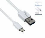 USB 3.1 Kabel Typ C - 3.0 A Daten u. Ladekabel, 5Gbps, 3A charging, weiß, DINIC Box mit Euroloch, 0.5m