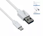 Kabel USB 3.1 typu C - kabel 3.0 A do transmisji danych i ładowania, 5 Gb/s, ładowanie 3 A, biały, DINIC box z otworem Euro, 0,5 m
