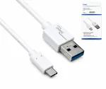 USB 3.1 кабел тип C - кабел за данни и зареждане 3.0 A, 5Gbps, 3A зареждане, бял, DINIC кутия с евроотвор, 1 м