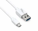 USB 3.1 кабел тип C - кабел за пренос на данни и зареждане 3.0 A, 5Gbps, 3A зареждане, бял, полиетиленов плик DINIC, 2 м