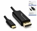 USB Typ C auf DisplayPort Adapterkabel, 4K bei 60Hz, USB 3.1, Stecker auf Stecker, schwarz, DINIC Box mit Euroloch, 2m