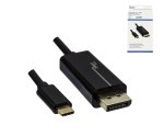 USB Typ C auf DisplayPort Adapterkabel, 4K bei 60Hz, USB 3.1, Stecker auf Stecker, schwarz, DINIC Box mit Euroloch, 2m
