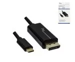 USB type C to DisplayPort adapter cable, 4K at 60Hz, USB 3.1, male to male, black, DINIC box with Euro hole, 2m