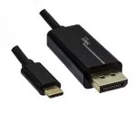 USB 3.1-kabel type C-stik til DisplayPort-stik, 4K*2K@60Hz, sort, længde 2,00 m, DINIC-polybag