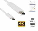 Typ C Stecker auf HDMI Stecker, 4K2K@60Hz, HDCP, HDR, weiß, DINIC Box mit Euroloch, Länge 1,00m