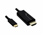USB 3.1 Kabel Typ C Stecker auf HDMI, 4K2K@60Hz, HDCP, HDR, DP-ALT, schwarz, DINIC Polybag, Länge 2,00m