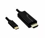 USB 3.1 cable type C plug to HDMI, 4K2K@60Hz, HDCP, HDR, DP-ALT, black, DINIC polybag, length 2.00m