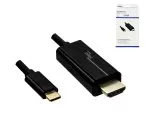 USB 3.1 Kabel Typ C Stecker auf HDMI, 4K2K@60Hz, HDCP, HDR, schwarz, Länge 2,00m, Box
