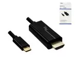 USB 3.1-kabel type C-plugg til HDMI, 4K2K@60Hz, HDCP, HDR, svart, lengde 2,00 m, eske