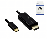 USB 3.1 Kabel Typ C Stecker auf HDMI, 4K2K@60Hz, HDCP, HDR, DP-ALT, schwarz, 2,00m, DINIC Box mit Euroloch