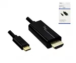 USB 3.1 cable type C plug to HDMI, 4K2K@60Hz, HDCP, HDR, DP-ALT, black, 2.00m, DINIC box with Euro hole