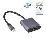 Adapter USB C to HDMI, aluminium, USBC plug to HDMI socket, 4K*2K@60Hz, HDR,HDCP, space grey, DINIC box with Euro hole