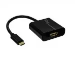 Adapter USB C típusú csatlakozó HDMI aljzatra, 4K*2K@60Hz, HDR, fekete, polizsák