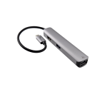 USB-C 5-in-1 dokkimisjaam, HDMI 4K/60Hz, RJ45, 3x USB-A (5G), alumiinium, hõbedane