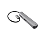 USB-C 5-i-1-dokkingstasjon, HDMI 4K/60 Hz, RJ45, 3x USB-A (5G), aluminium, sølv