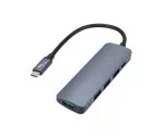 USB 3.1 Typ C Adapter USB A 4-Port HUB+PD, 4x USB A + Typ C Ladebuchse, DINIC Polybag