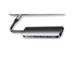 USB 3.1 Typ C Adapter USB A 4-Port HUB+PD, 4x USB A + Typ C Ladebuchse, DINIC Polybag