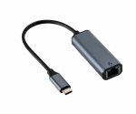 Adapter USB C plug/RJ45 Gbit LAN socket, 10/100/1000 Mbps with auto-detection, space grey, DINIC polybag, length 0.20m