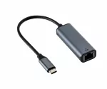 Adapter wtyczka USB typu C/gniazdo RJ45 Gbit LAN, 10/100/1000 Mb/s z automatycznym wykrywaniem, gwiezdna szarość, woreczek foliowy DINIC, długość 0,20 m