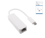Προσαρμογέας USB C plug / RJ45 Gbit LAN, 10/100/1000 Mbps με αυτόματη ανίχνευση, λευκό, κουτί DINIC με οπή Euro, μήκος 0,20m