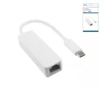 Adapter USB C / RJ45 Gbit LAN, 10/100/1000 Mbps z automatycznym wykrywaniem, biały, DINIC box z otworem Euro, długość 0,20 m