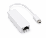 Adapter USB C Stecker / RJ45 Gbit LAN, 10/100/1000 Mbps mit Auto-Erkennung, weiß, DINIC Polybag, Länge 0,20m