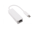 Adapter USB C pistik / RJ45 Gbit LAN, 10/100/1000 Mbps automaatse tuvastamisega, valge, DINIC polükott, pikkus 0,20m