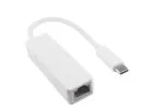 Sovitin USB C -pistoke / RJ45 Gbit LAN, valkoinen, 10/100/1000 Mbps automaattisella tunnistuksella, 0,2 m, DINIC polybag -pussi