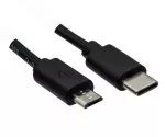Câble USB 3.1 type-C mâle vers micro B mâle, noir, DINIC Polybag, 1,00m