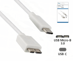 Kábel USB 3.1 typ C - zástrčka USB 3.0 micro B, biely, škatuľa DINIC s eurootvorom, 1,00 m