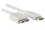 USB 3.1 Kabel Typ C - USB 3.0 micro B Stecker, weiß, 1,00m, DINIC Blister