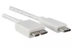 Kabel USB 3.1 typ C - zástrčka USB 3.0 micro B, bílý, krabička DINIC s eurootvorem, 1,00 m