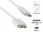 USB 3.1 Kabel Typ C - USB 3.0 micro B Stecker, weiß, DINIC Box mit Euroloch, 1,00m