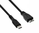 Kabel USB C til USB 3.0 micro B, sort, 1 m DINIC polybag