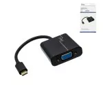 Adapter USB 3.1 Typ C Stecker / VGA Buchse schwarz, DINIC Box mit Euroloch
