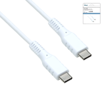 DINIC USB Typ C auf C Ladekabel, 2x USB Typ C Stecker, 60W, 3A, OD: 3.5mm, weiß, DINIC Box mit Euroloch, 1.5m