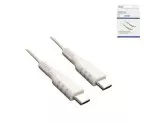 DINIC USB C-típusú C-ről C-re töltőkábel, 2x USB C-típusú dugó, 60W, 3A, OD: 3,5mm, fehér, DINIC doboz Euro lyukkal, 1,5m