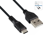 USB Typ C auf A Ladekabel, USB Typ C auf A Stecker, 5V, 3A, OD: 3,5mm, schwarz, DINIC Box mit Euroloch, 0,5m