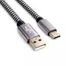DINIC USB tip C na A polnilni kabel, HQ aluminijasti vtič, 5 V, 3 A, najlonski kabel, Space Grey, akcijsko pakiranje, 0,50 m