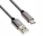 DINIC USB Typ C auf A Ladekabel, HQ Alu Stecker, 5V, 3A, Nylon Kabel, Space Grey, Aktionsbox, 0,50m