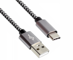 DINIC USB Typ C auf A Ladekabel, HQ Alu Stecker, 5V, 2A, Nylon Kabel, Space Grey, Aktionsbox, 2,00m