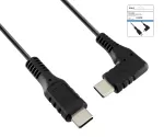USB Typ C auf C 90°, Ladekabel, 480 Mbit/s, 60W, 3A, OD: 3.5mm, schwarz, Dinic Box mit Euroloch, 0,30m