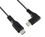 USB Typ C auf C 90°, Ladekabel, C auf C gewinkelt, 60W, 3A, OD: 3.5mm, schwarz, Polybag, 0,30m