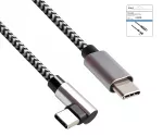 USB-C auf C 90° Ladekabel, HQ-Alu Stecker, 60w, Nylon Kabel, Space Grey, DINIC Box mit Euroloch, 0,15m