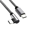 USB-C auf C 90° Ladekabel, HQ Alu Stecker, USB Typ C auf C 90°, 60w, Nylon Kabel, Space Grey, Aktionsbox, 0,50m