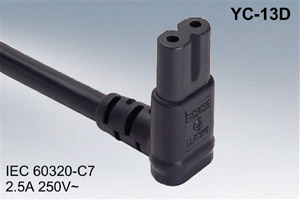 IEC 60320 C7 Gerätestecker YC-13D – flach abgewinkelt